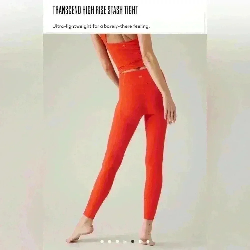 Athleta TRANSCEND HIGH RISE STASH TIGHT, red, small - Picture 4 of 4